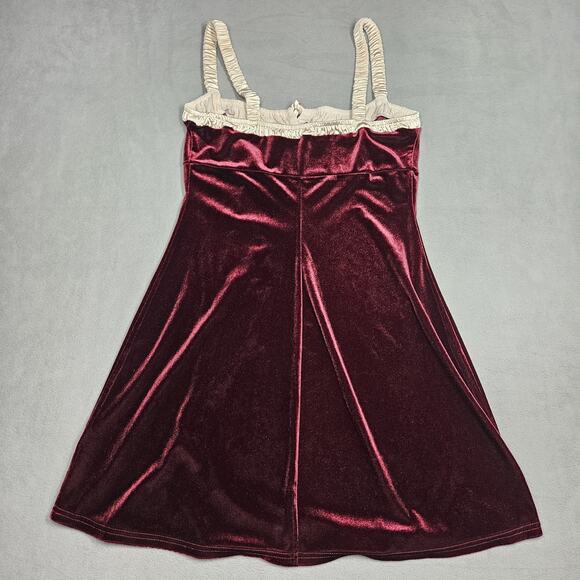 Lulus Velvet Dress Womens XS Burgundy Satin Mini Fairy Whimsical Goth Babydoll - Picture 8 of 12